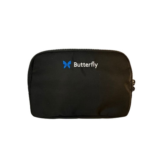Black pouch with 'Butterfly' logo on a white background