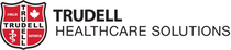 Trudell Healthcare Solutions logo with a red and white emblem on a black background