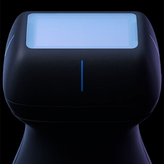 black ultrasound device with blue lights on the black background