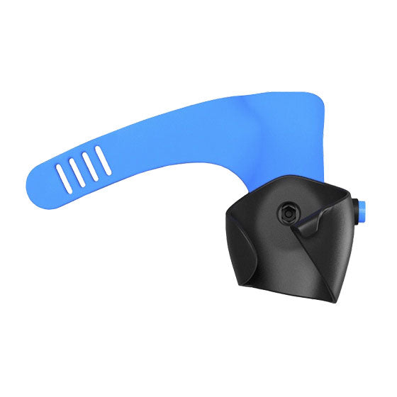 a blue carrying holster for a portable ultrasound device on a white background