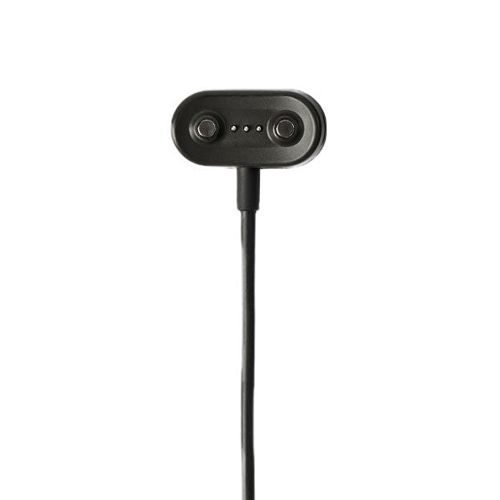 a close-up photo of a black charger for a portable ultrasound device on a white background