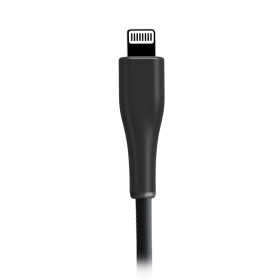 Black lightning cable on a white background