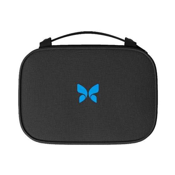 Black travel case with compartments for Butterfly ultrasonic devices